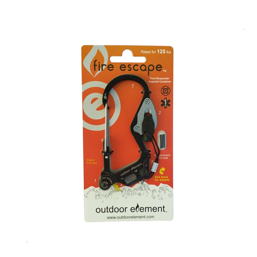 Outdoor * | Sale Outdoor Element Fire Escape Black Carabiner Multi Tool