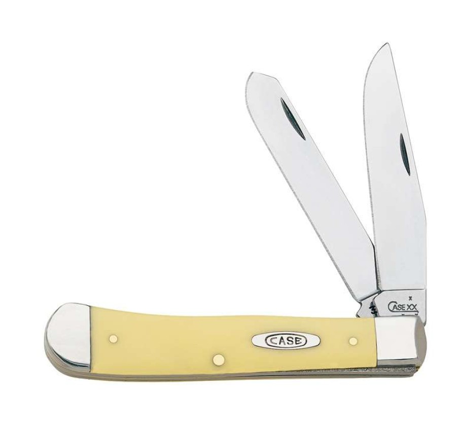 Outdoor * | Wholesale Case Trapper Yellow Chrome Vanadium Pocket Knife