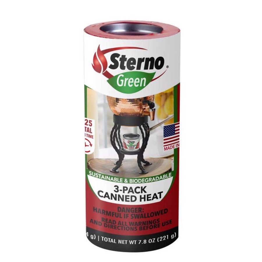 Camping Goods * | Sale Sterno Green Canned Chafing Fuel Ethanol Gel 7.8 Oz 3 Pk