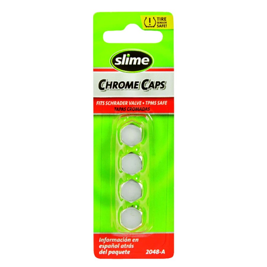 Bicycles * | Cheap Slime Chrome Tire Valve Caps Silver