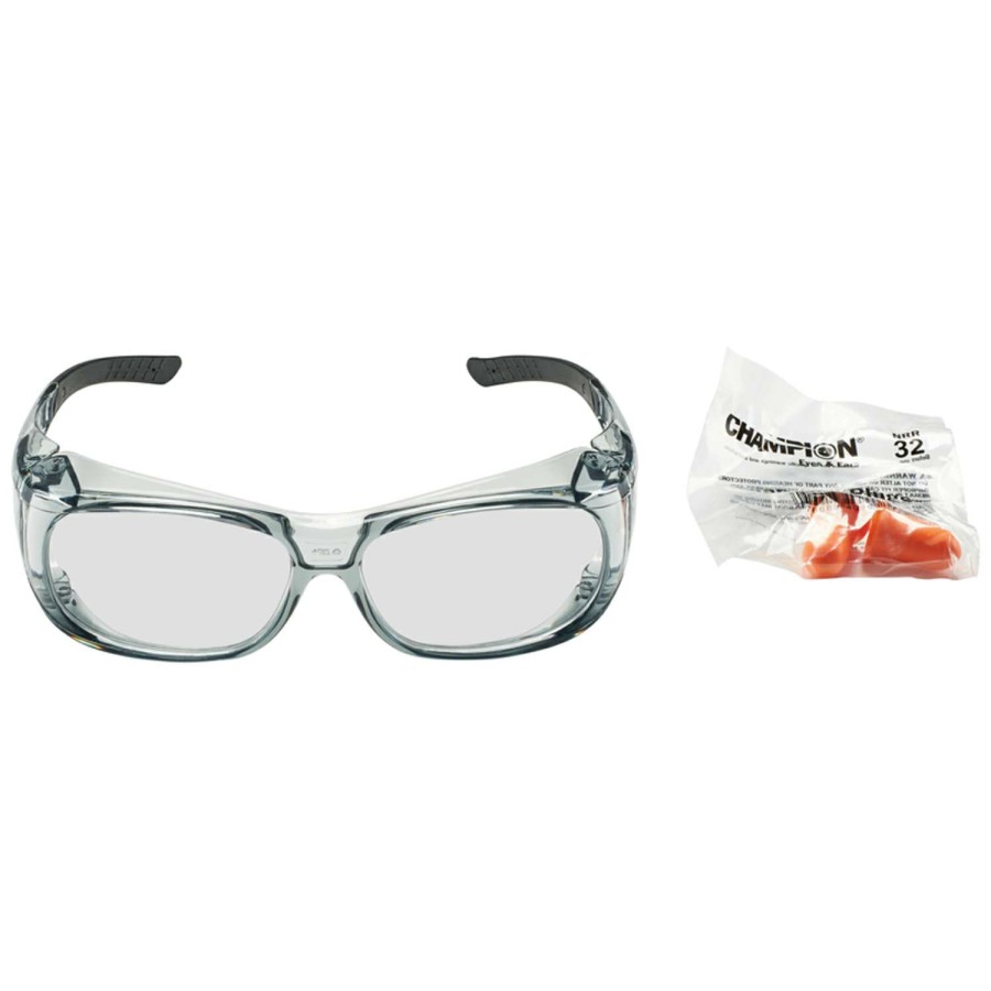 Sporting Goods * | Wholesale Champion Black/Clear Plastic Eye Protection 2.25 In.