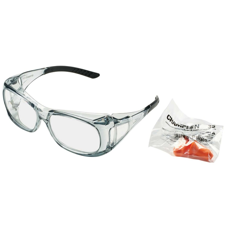 Sporting Goods * | Wholesale Champion Black/Clear Plastic Eye Protection 2.25 In.