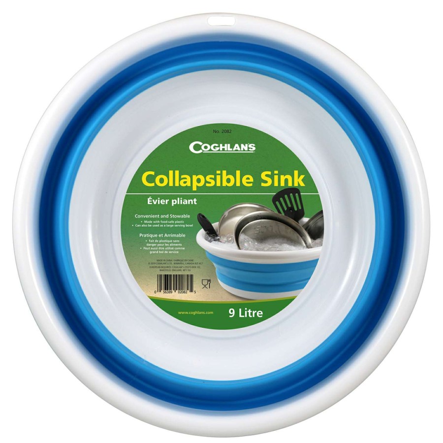 Camping Goods * | Discount Coghlan'S Blue/White Collapsible Sink 5.5 In. H X 14.76 In. W X 14.76 In. L 9 Gal 1 Pk