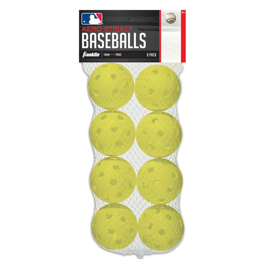 Sporting Goods * | Sale Franklin Aero-Strike Yellow Plastic Baseball 8 Pk