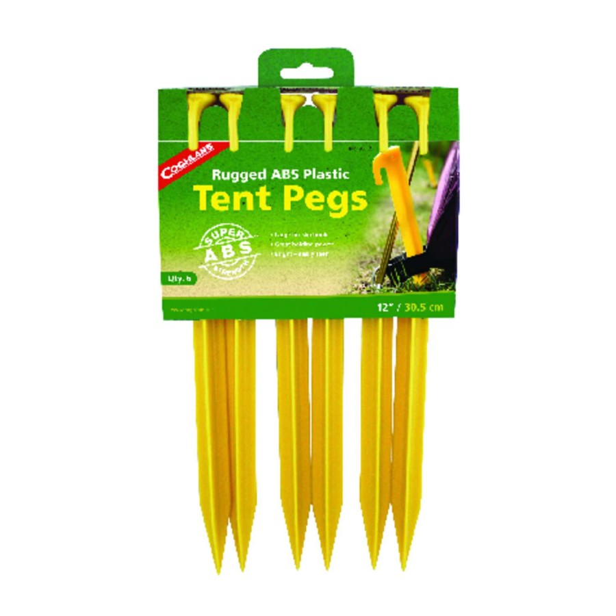 Camping Goods * | Sale Coghlan'S Yellow Tent Pegs 13.000 In. H X 6.875 In. W X 12 In. L 6 Pk