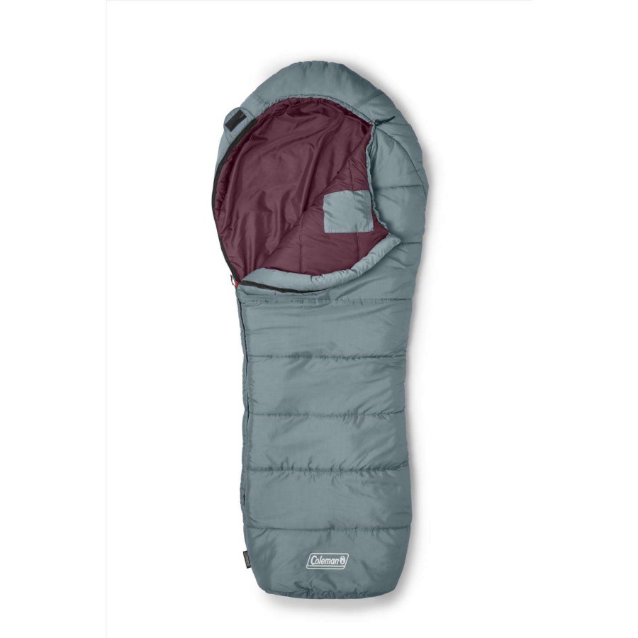 Camping Goods * | Sale Coleman Tidelands 50 Gray/Red Sleeping Bag 5.3 In. H X 32 In. W X 82 In. L 1 Pc